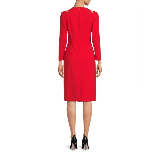 HUGO BOSS Dadeka Slim-fit Long-Sleeved Dress Cut-Out Details Black 12 NEW $495 - Picture 3 of 3